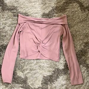Pink knot crop top blouse